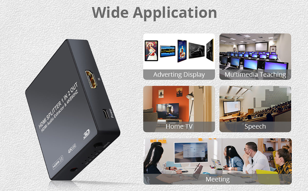 PROZOR HDMI Splitter with Audio Extractor HDMI 2.0 4K 60Hz
