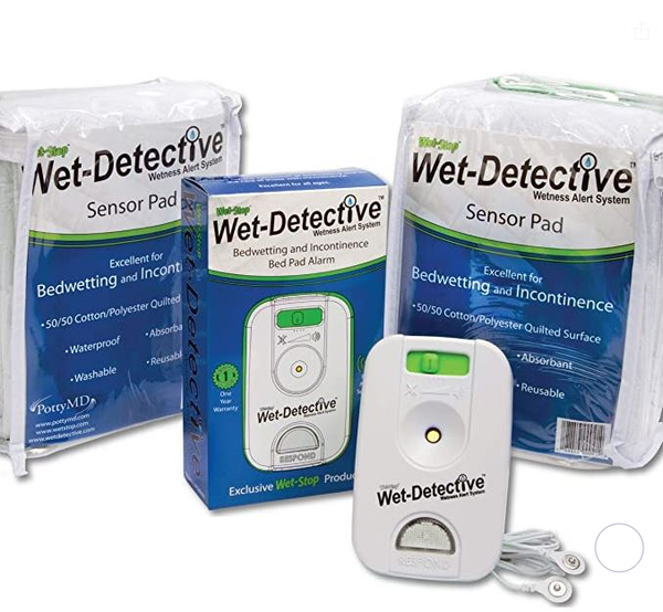 Wet Detective Incontinence & Bedwetting Pad Alarm System with 2 Sensor Pads