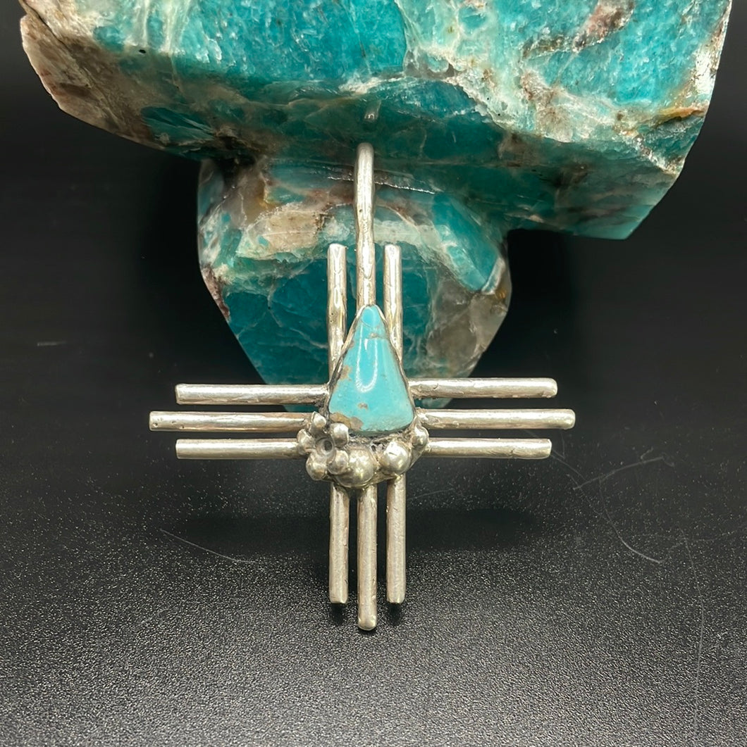 Turquoise Zia with Sterling Silver flower and raindrops