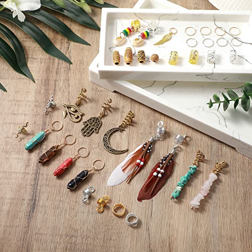 58 Pieces Hair Braids Dread Locs Jewelry Long Snake Swirl Filigree Dreadlocks  Accessories Pirate Beard Tube Beads Cuff Rings Hair Decoration Silver