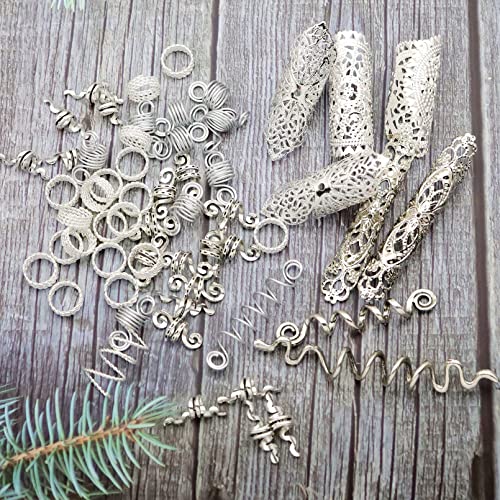Jelyne 95 Pcs Dreadlock Accessories Cystal Wire Wrapped Handmade Natural Adornment Butterfly Braid Clips Feather Braids Dread Hair Decoration Hair Coils