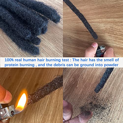 IXIMII 0.4cm Dreadlock Extensions Human Hair 100 Strands 8 inch Full Handmade Permanent LOC Extensions Natural Black Dreads with Needle and Comb for