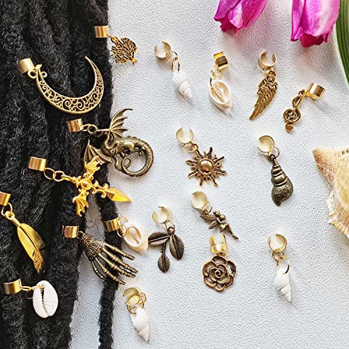Loc'd & Crowned Dreadlock Accessories 24K Gold Crown Hair Jewelry for  Braids, Locs & Plaits - Pack of 5 Unisex Gold Hair Cuffs for Weddings,  Prom, and