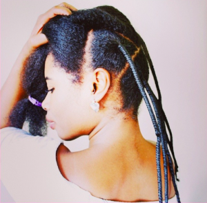 African hair threading example for hair stretching