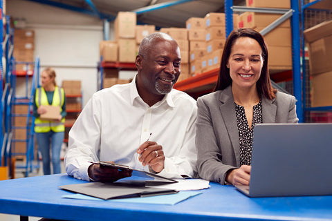 Print On Demand Business Persons sitting in Inventory