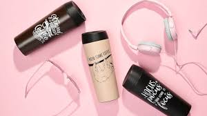 POD bottles and headphones with pink theme