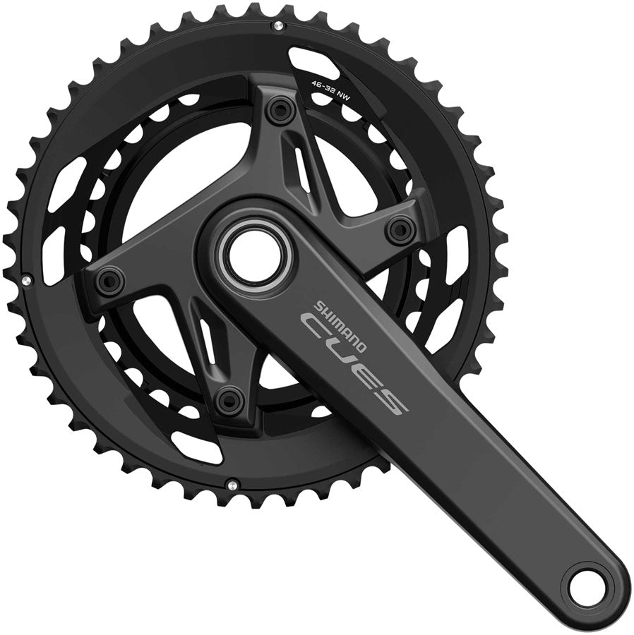 Shimano CUES FC-U6040-2 Crankset - 175mm 9/10-Speed 50/34t Asymmetric 110 BCD Hollowtech 2 Crankarms BLK