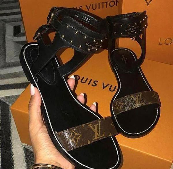 Louis Vuitton Women Leather Sandals Flat Shoes