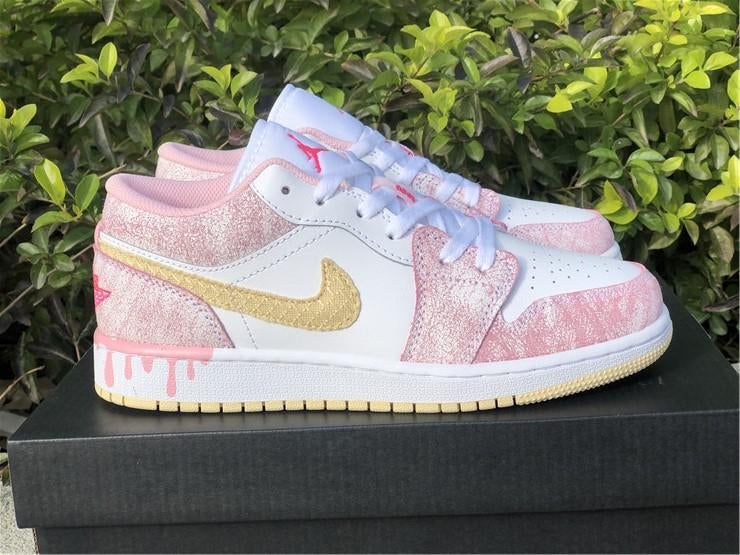 NIKE Air Jordan 1 Low GS Paint Drip ice cream color matching 36-40