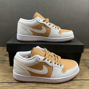 huacaigeng Tuhq Nike Air Jordan 1 Low White Tan Aj1 Basketball S