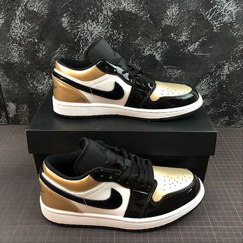 huacaigeng Tuhq Nike Air Jordan 1 Low Gold Toe Aj1 Basketball Sh