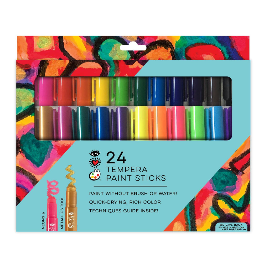 Paint Sticks - 12 Assorted Colors Tempera Paint Sticks with 1