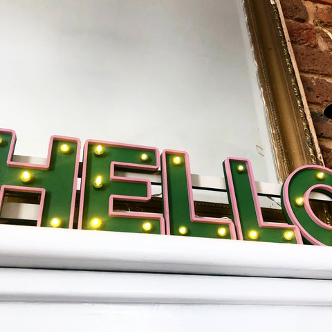 Hello handmade wooden sign with lights by agnedots