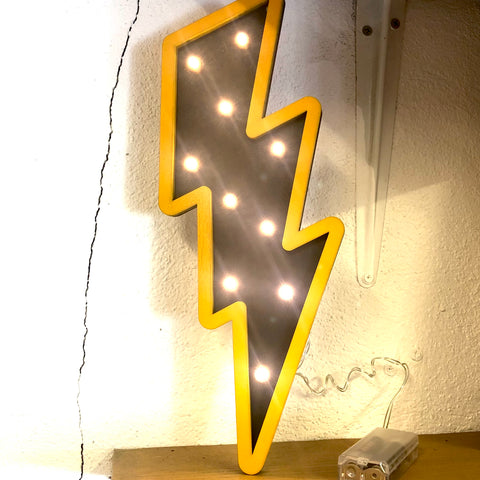 Wooden handmade lightning sign with lights by agnedots