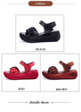 Upper Material: Genuine Leather Upper-Genuine Leather Type: Cow Leather Heel Height: High (5cm-8cm) With Platforms: Yes Platform Height: 3-5cm Sandal Type: Ankle-Wrap Heel Type: Wedges Lining Material: PU Side Vamp Type: Open Closure Type: Hook & Loop Outsole Material: Polyurethane sole