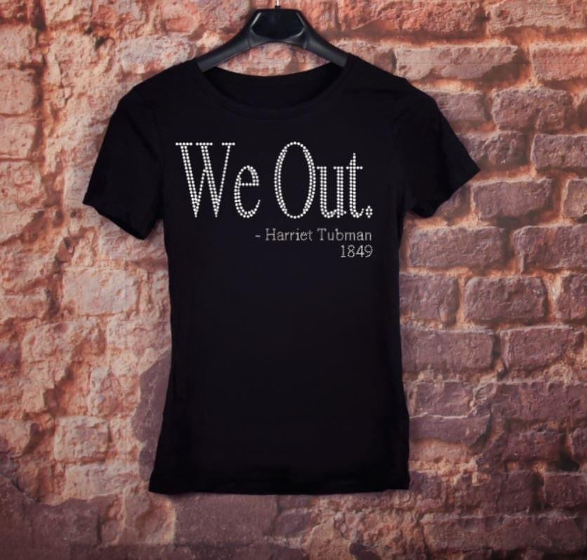 "NAH, REBEL, and WE OUT" Rhinestones Design T-Shirts