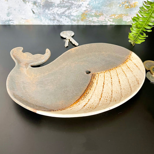 Teal Blue Sea Shell Trinket Dish Ammonite Decor Plate Nautical