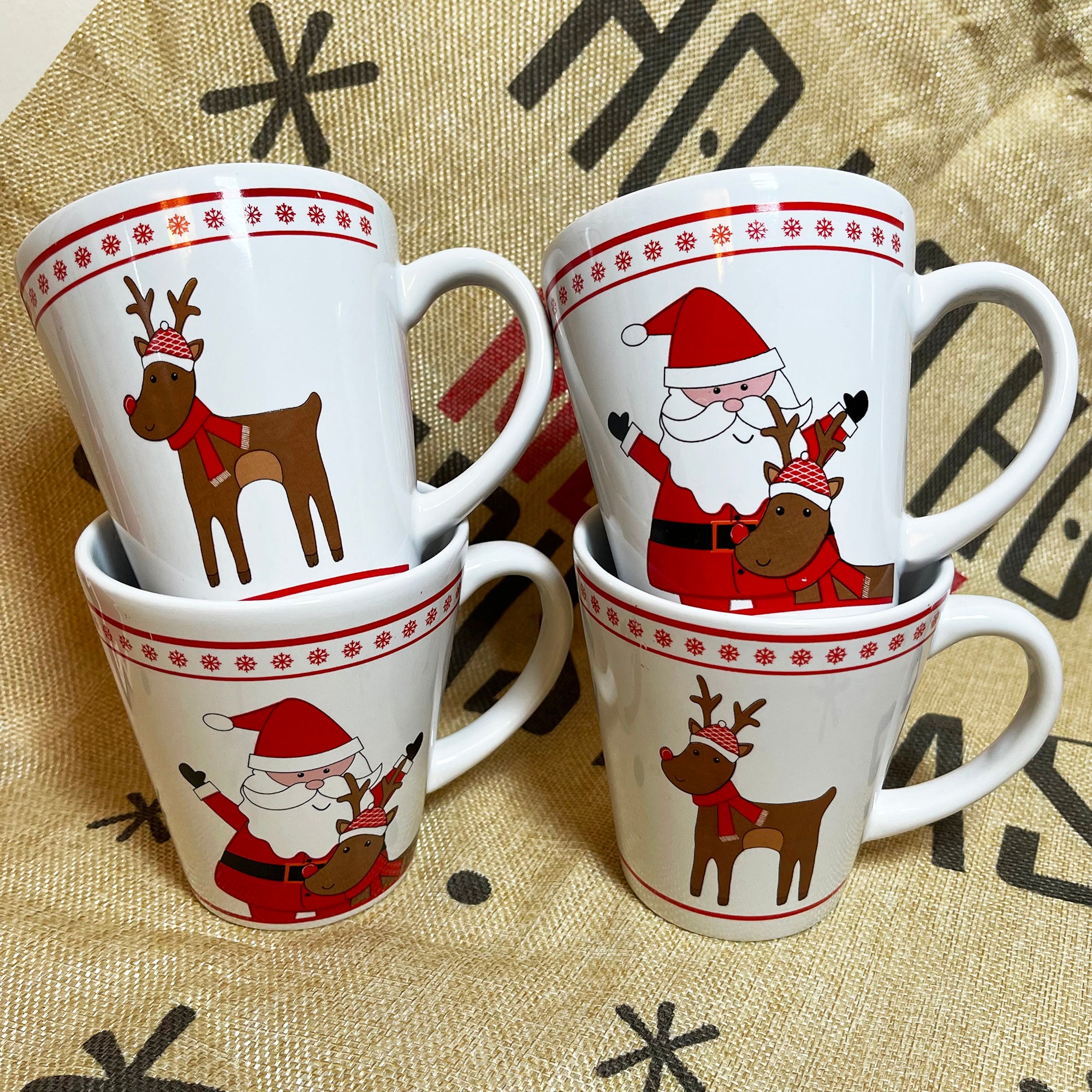 set of 4 christmas mugs