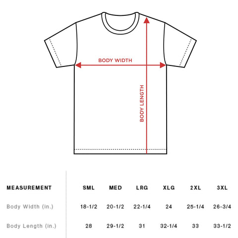 tee shirt size chart