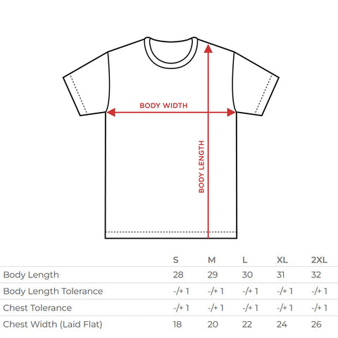 tee shirt size chart