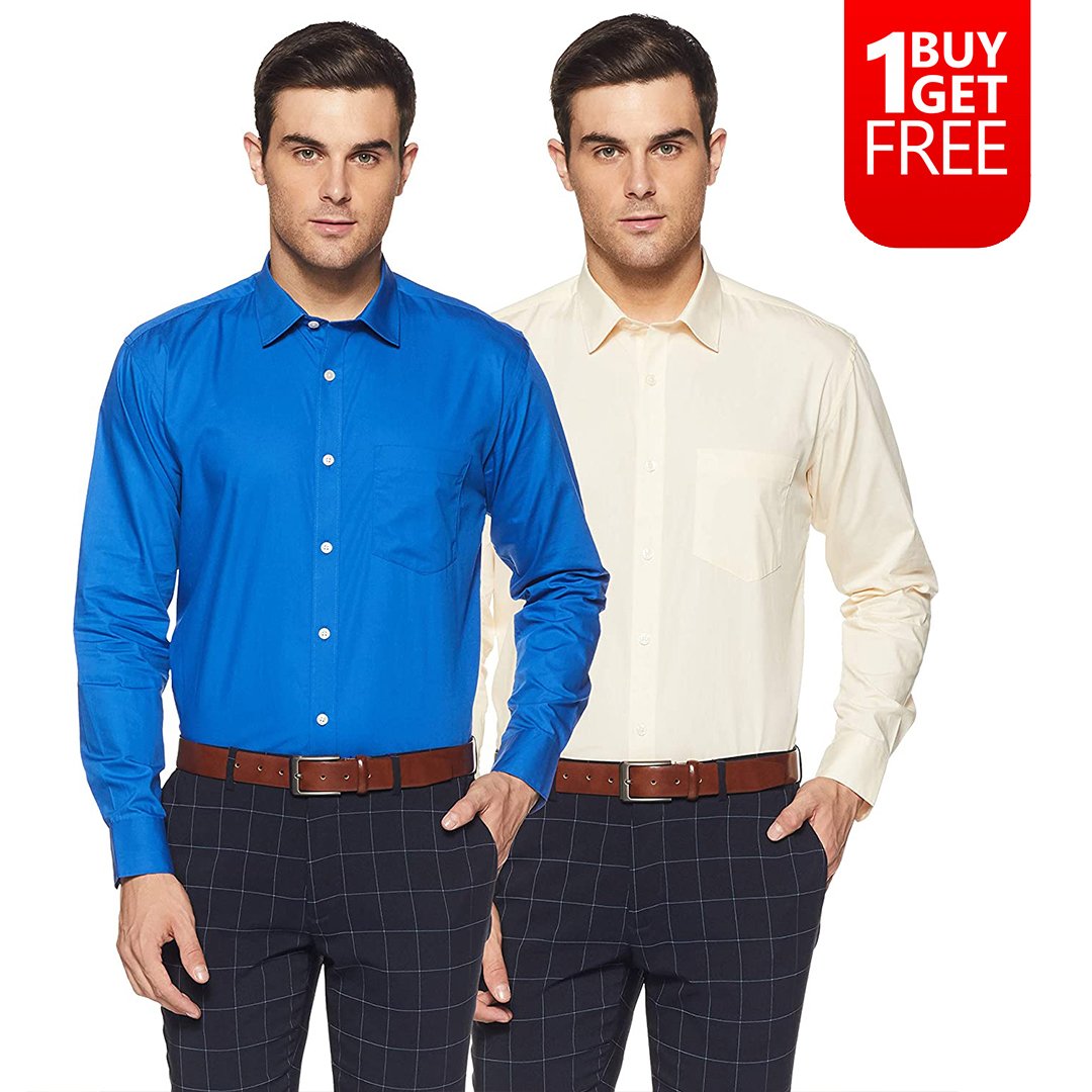 Men's Cotton Cream Shirt & Royal Shirt – Zamara Mall