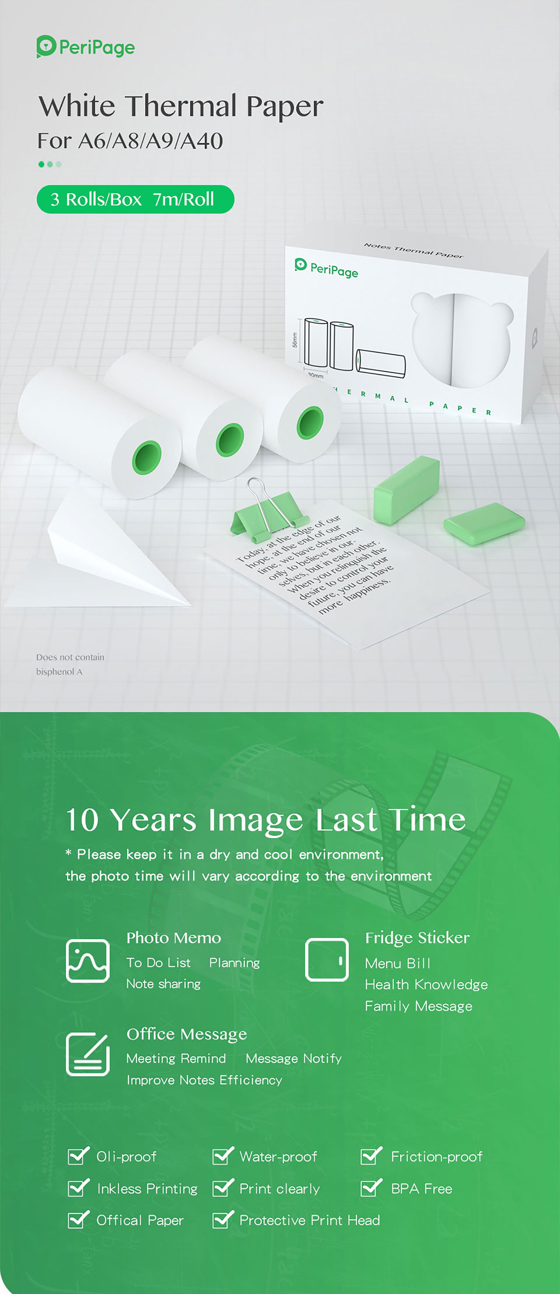 PeriPage 56×30mm Thermal Paper 3-Rolls/Box