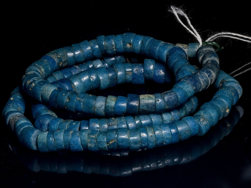 A Strand of Antique Opalescent Baby Moon Beads from Ethiopia. African  Trade Glass Beads CRJP119