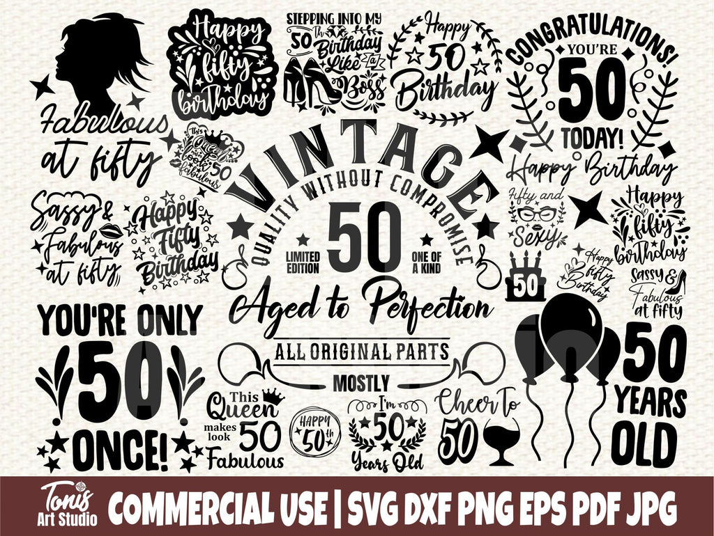 Download 50th Birthday Svg Bundle Fifty Birthday Commercial Use