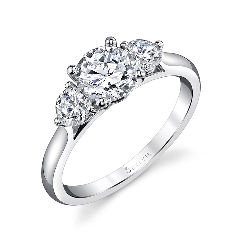 MODERN THREE STONE ENGAGEMENT RING