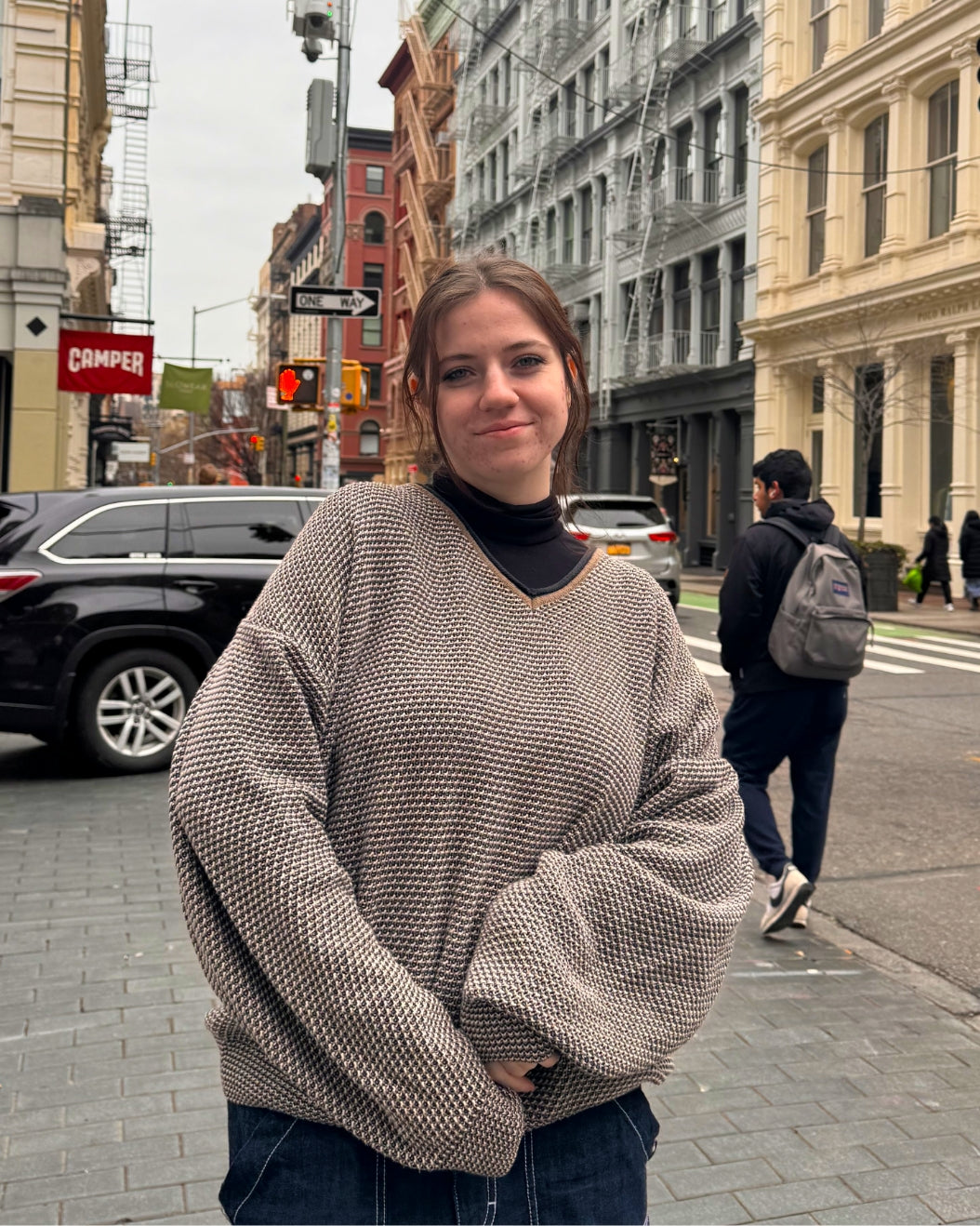 Milk Makeup Intern Chloe Zelch poses in SoHo in New York City