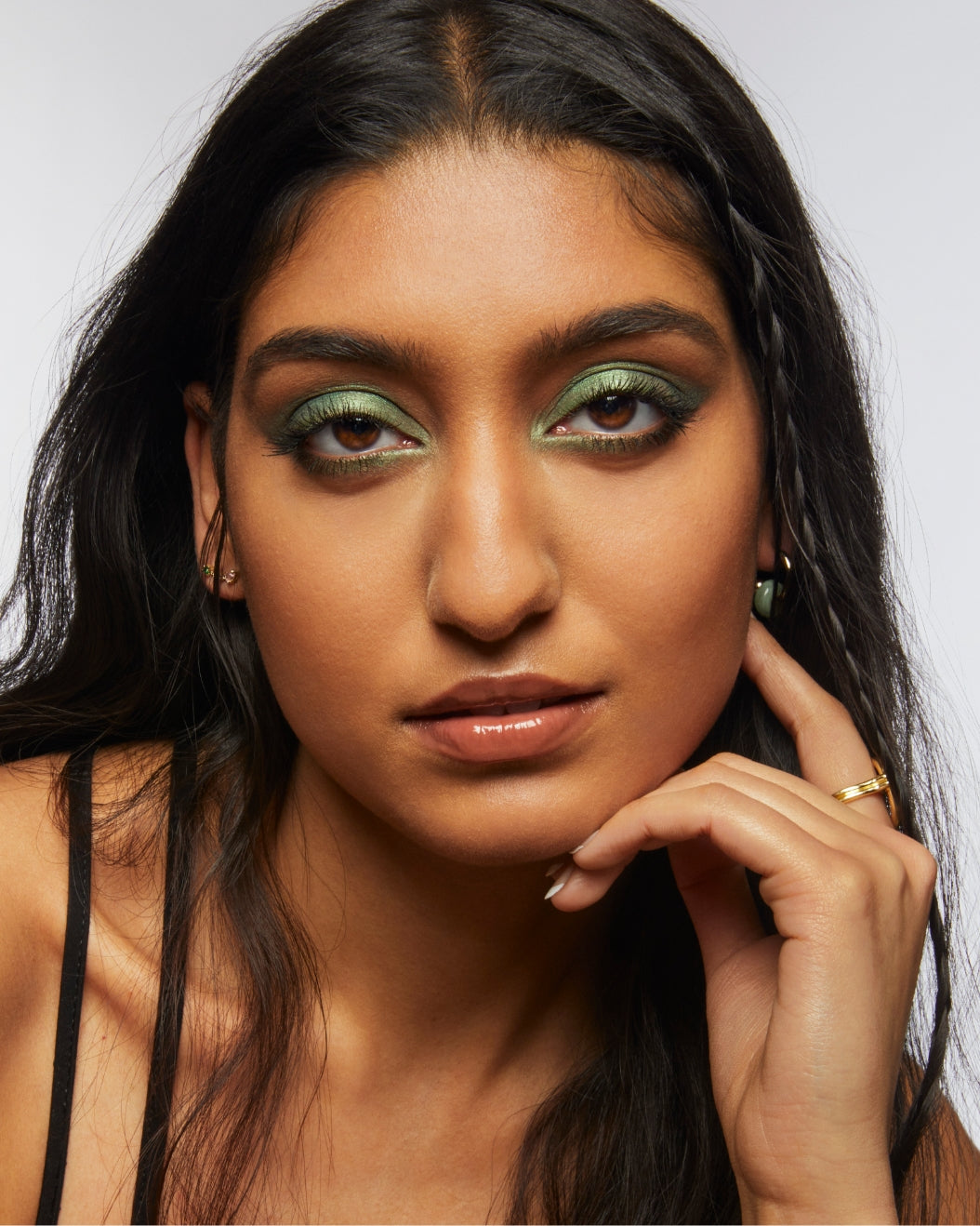 model wearing colorful smoky eye