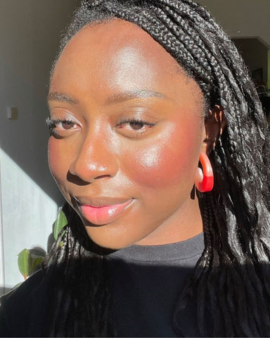 Ohemaa wears summer makeup look "blush layering" with Milk Makeup products