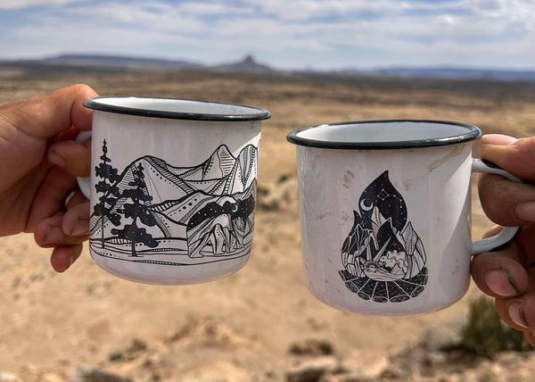 Camping mugs with a view