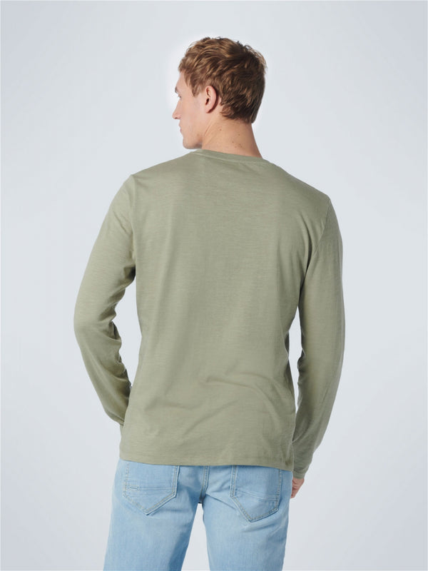 T-Shirt Long Sleeve Crewneck Slub Responsible Choice | Smoke Green