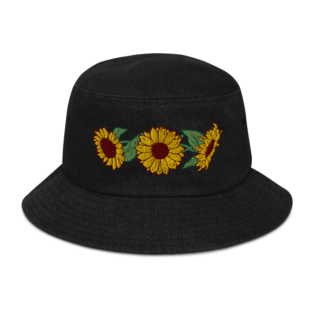 black sunflower bucket hat