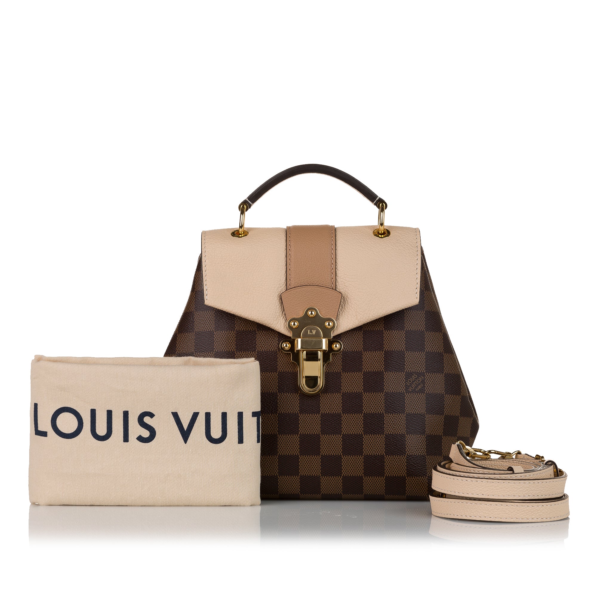 Louis Vuitton Damier Ebene & Magnolia Calfskin Clapton Backpack