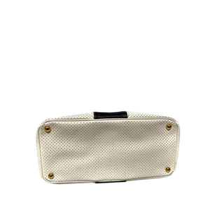 Prada Fori Striped Handbag White Perforated Saffiano