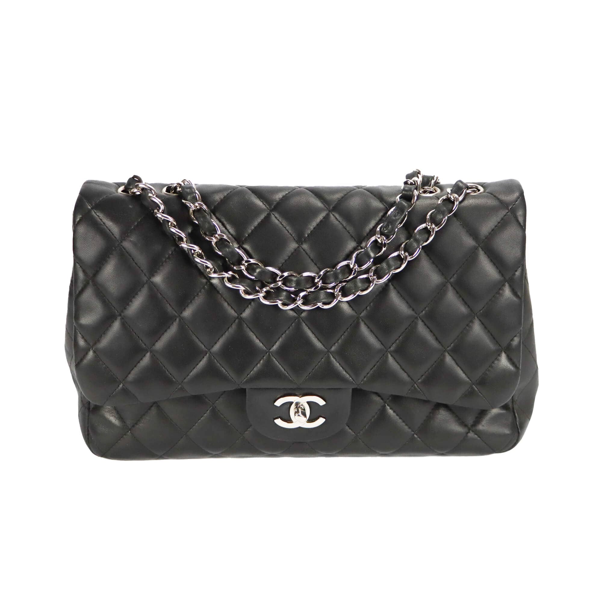 chanel classic 10 caviar silver