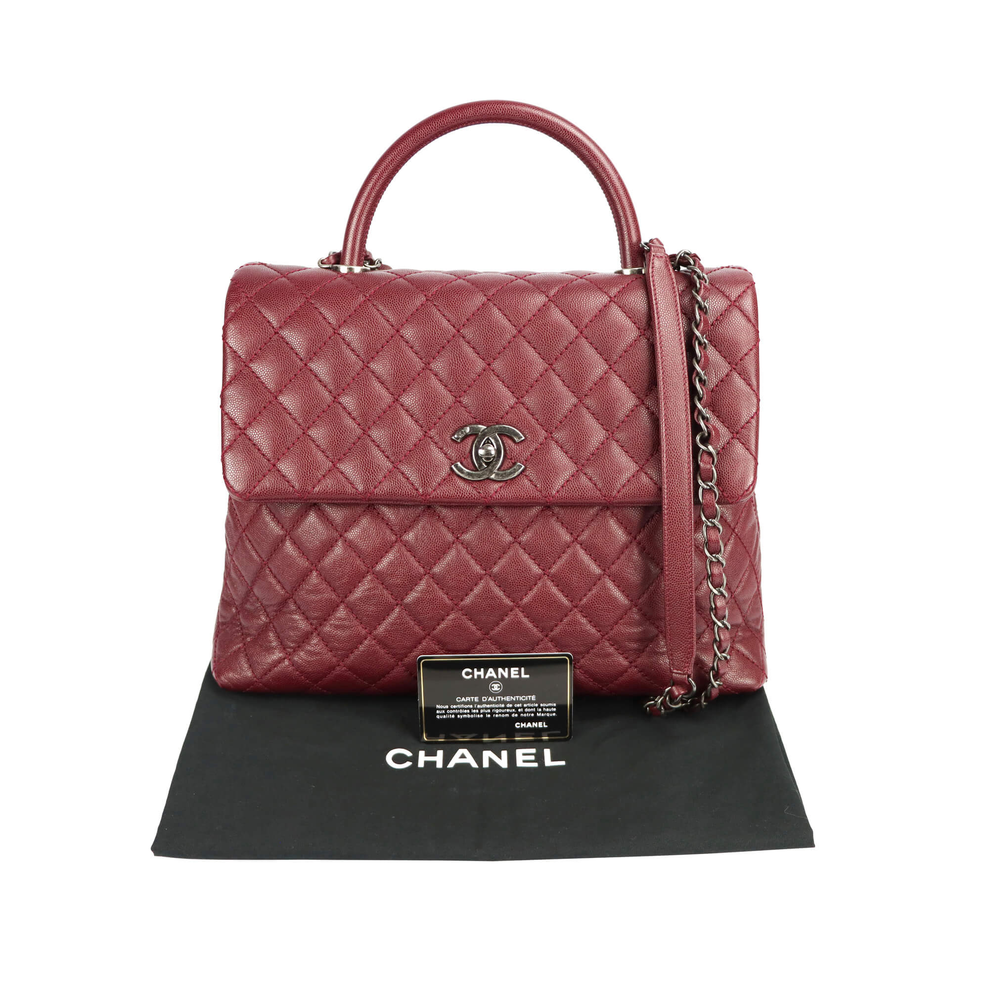 Chanel Coco Handle Large Burgundy Caviar Ruthenium | 4,800