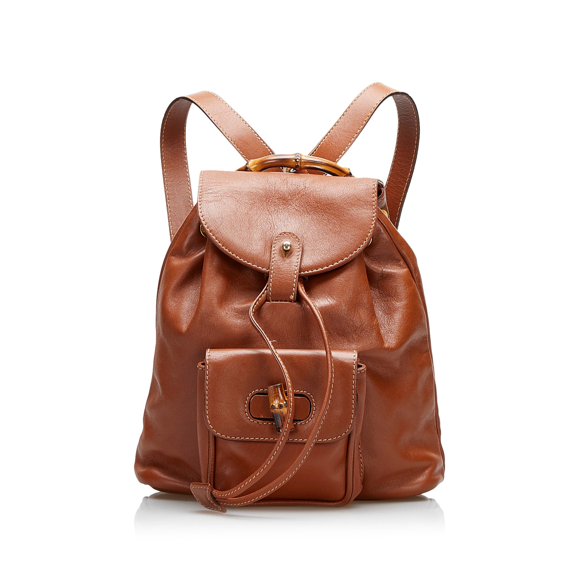 Gucci Bamboo Backpack Brown Leather | 783,95