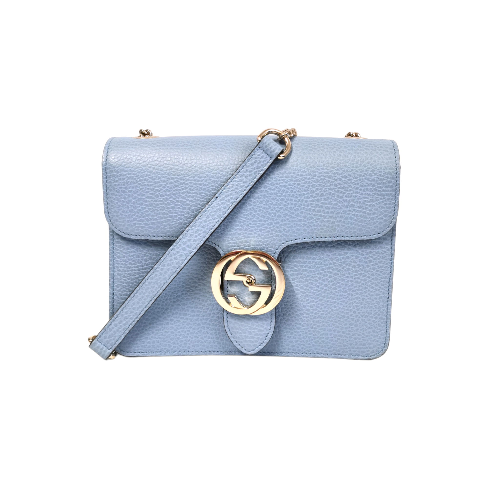 Gucci Interlocking GG Small Baby Blue Calfskin | 1,100