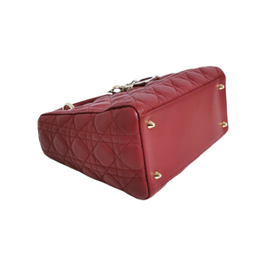Dior Lady Dior Medium Red Cannage Quilted Leather Gold
