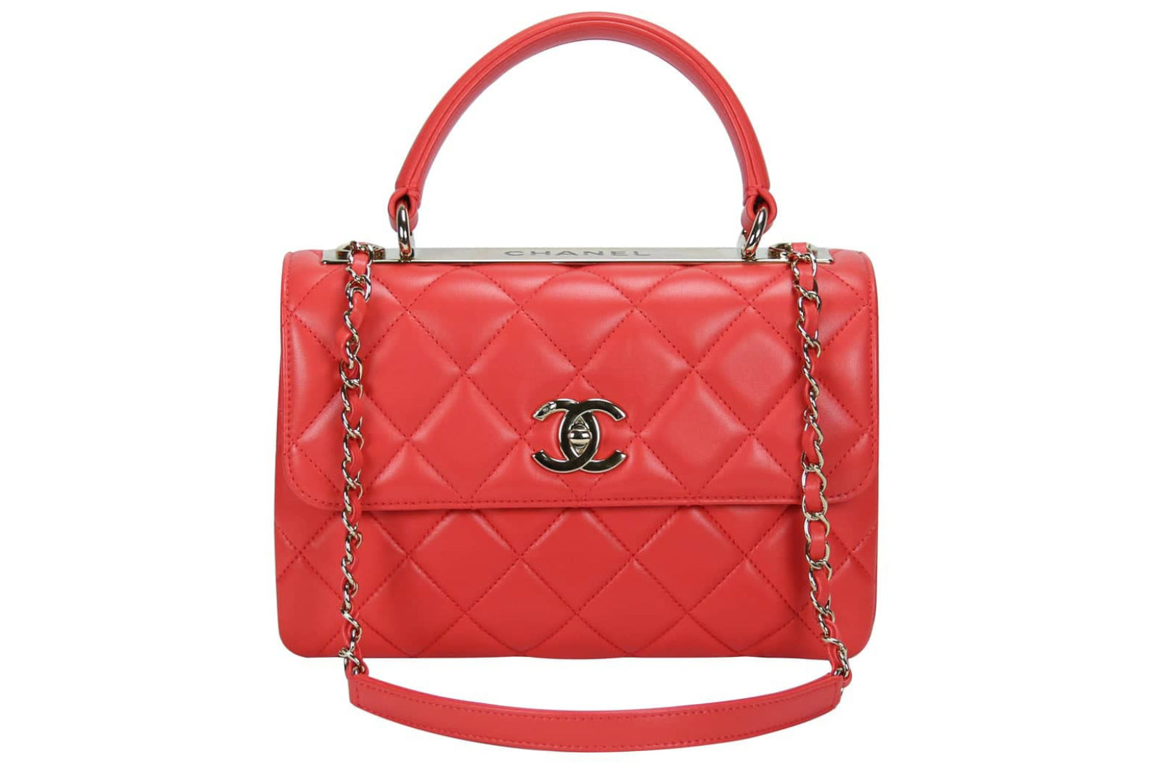 CHANEL Lambskin Quilted Small Trendy CC Dual Handle Flap Bag White 1158840