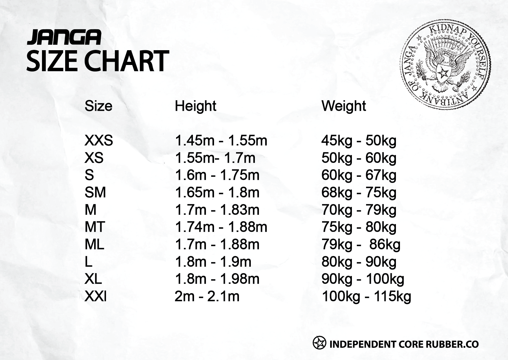 Size Chart Guys