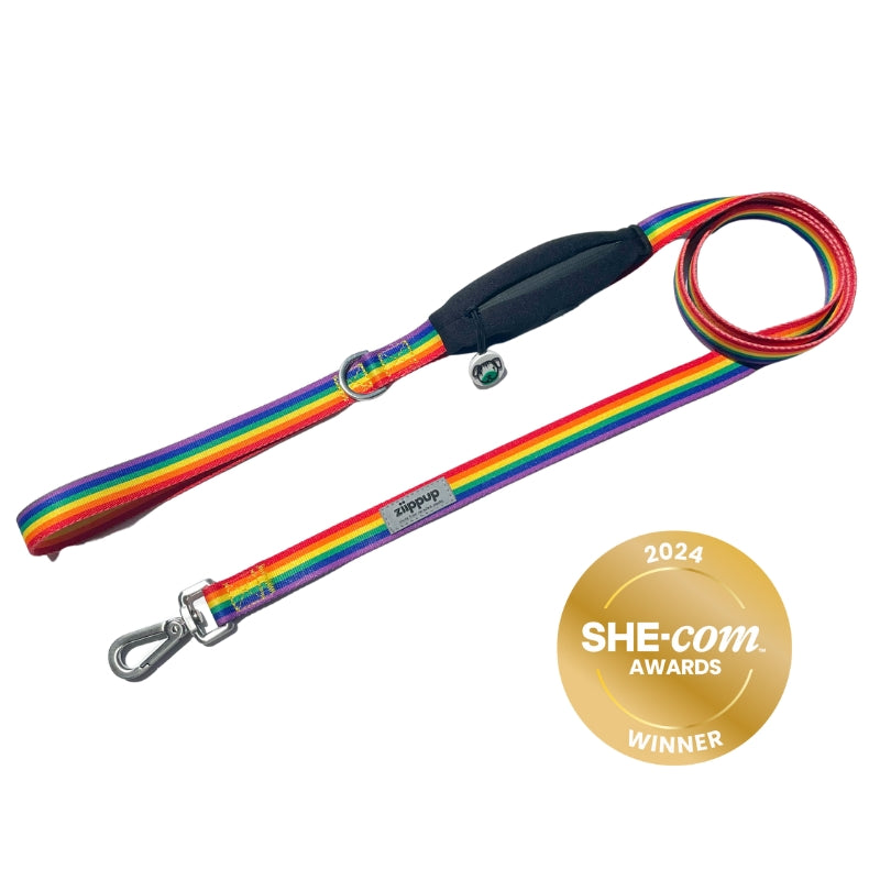 Rainbow Lead with Built-in Poop Bag Holder - ziippup product image