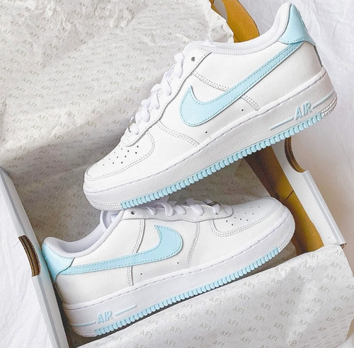 Custom Nike Air Force 1 Mid Baby Blue , Women Custom Sneaker