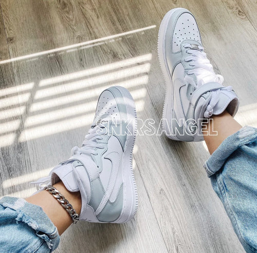 Custom Air Force 1 Mid Light Grey and Black 