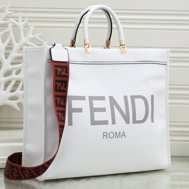 FENDI Women Leather Tote Crossbody Satchel Shoulder Bag Handbag White