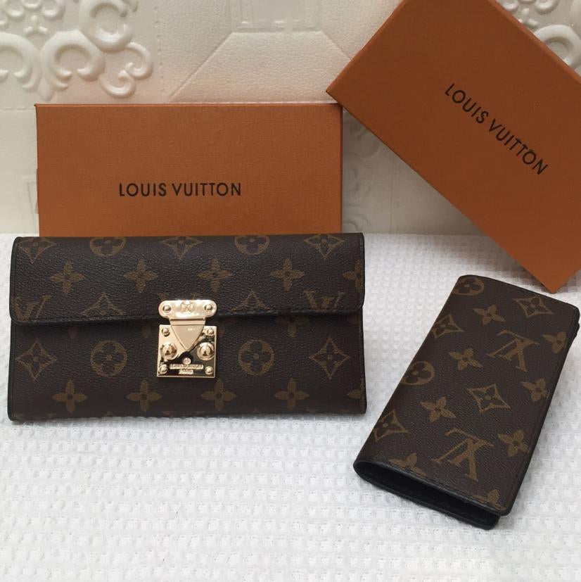 LV Louis Vuitton New Letter Print Two-piece Flip Wallet Long Clu