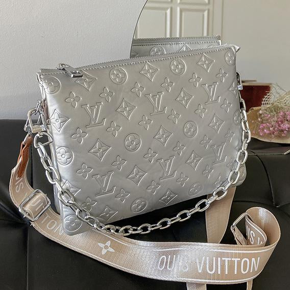 LV Louis vuitton solid color embossed letters ladies chain handb